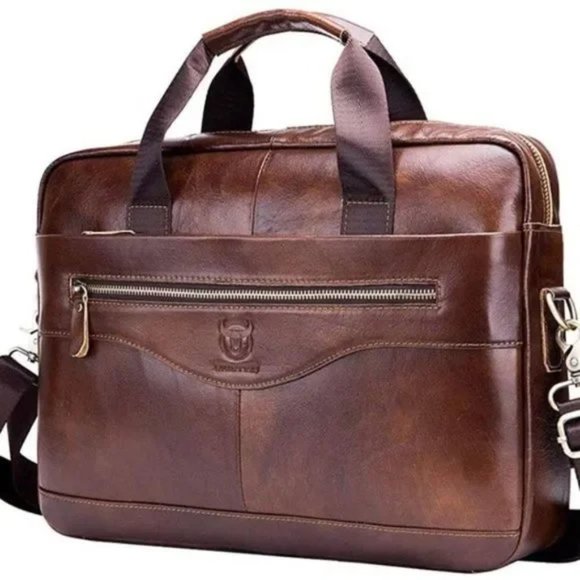 New Leather Messenger Handbag Business Brown #01 - Picture 1 of 8